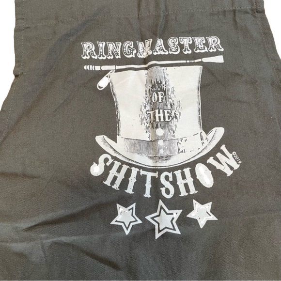 Twisted Wares Grey Ring Leader of the Shitshow Open Back Apron - Picture 3 of 5